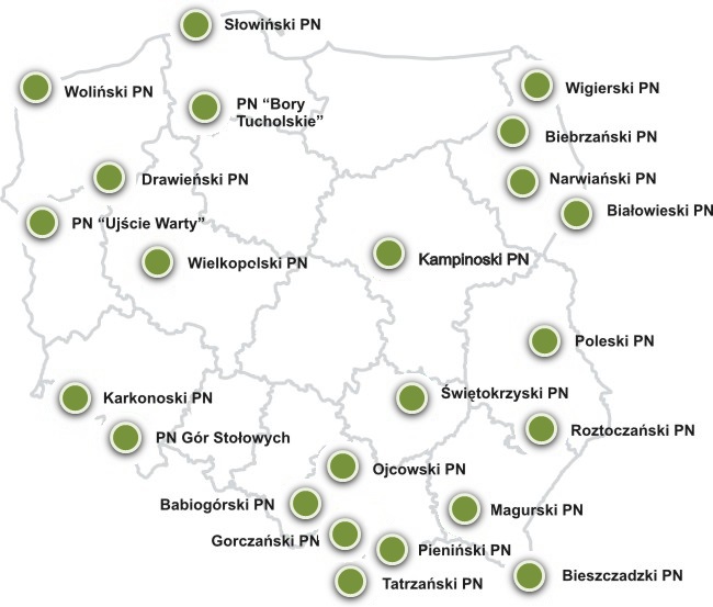 mapa parków narodowych